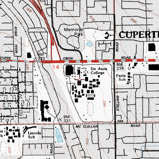 Topographic Map of Hinson Campus Center, CA