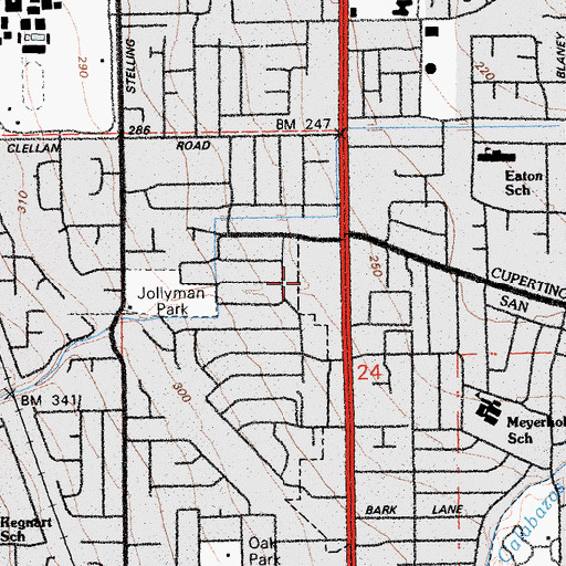 Topographic Map of Huntington Village Shopping Center, CA