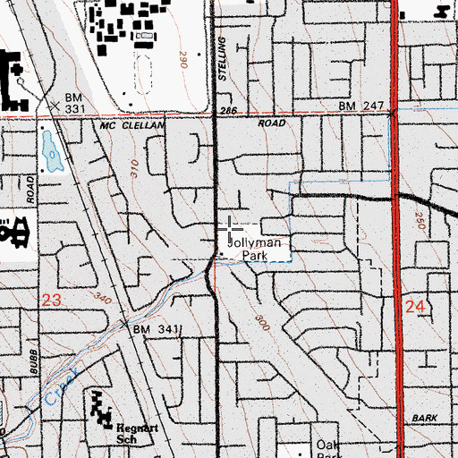 Topographic Map of Jollyman Park, CA