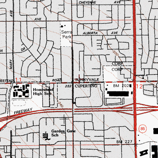 Topographic Map of Oakmont Square Shopping Center, CA