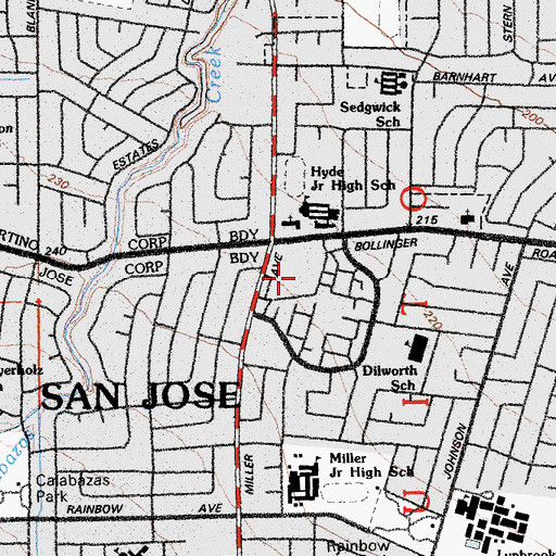 Topographic Map of Orchard Farms Shopping Center, CA
