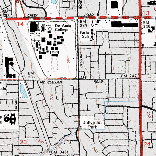 Topographic Map of Saint Judes Episcopal Church, CA