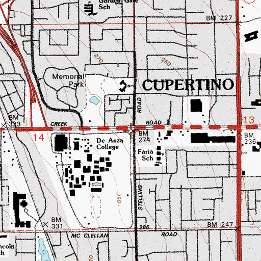 Topographic Map of Union Church of Cupertino, CA