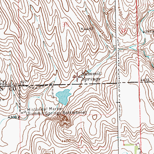 Topographic Map of Summit Springs, CO