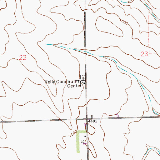 Topographic Map of Kelley Community Center, CO