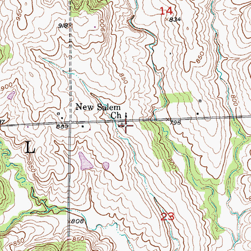 Topographic Map of Salem Cemetery, MO
