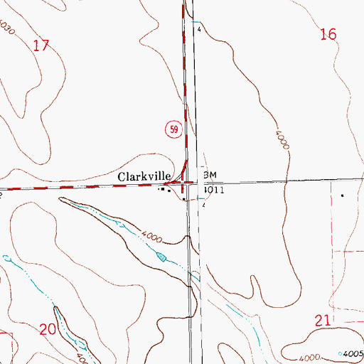Topographic Map of Clarkville, CO