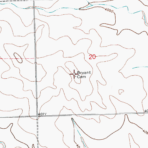Topographic Map of Bryant Cemetery, CO