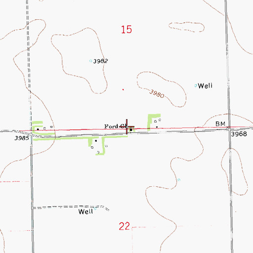Topographic Map of Ford Church, CO