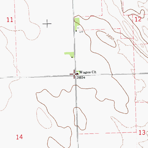 Topographic Map of Wages Church, CO