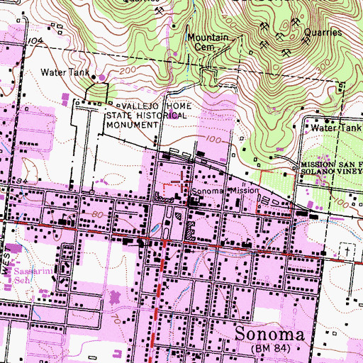 Topographic Map of Mission San Francisco Solano, CA