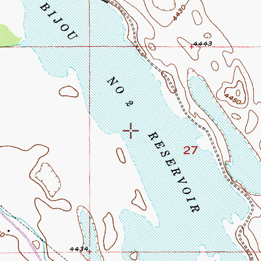 Topographic Map of Bijou Number 2 Reservoir, CO