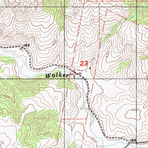 Topographic Map of Walker Creek Ranch, CA