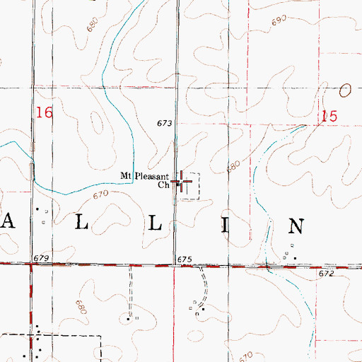 Topographic Map of Mount Pleasant Cemetery, IL