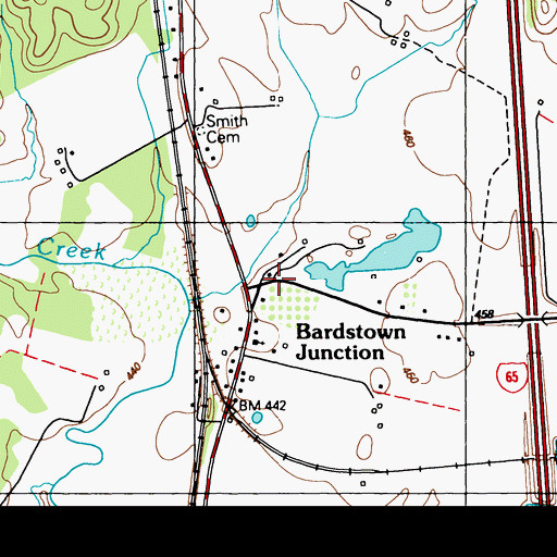 Topographic Map of Bardstown Junction Post Office (historical), KY