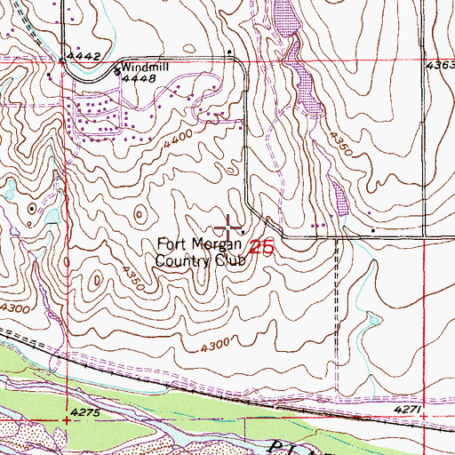 Topographic Map of Fort Morgan Country Club, CO