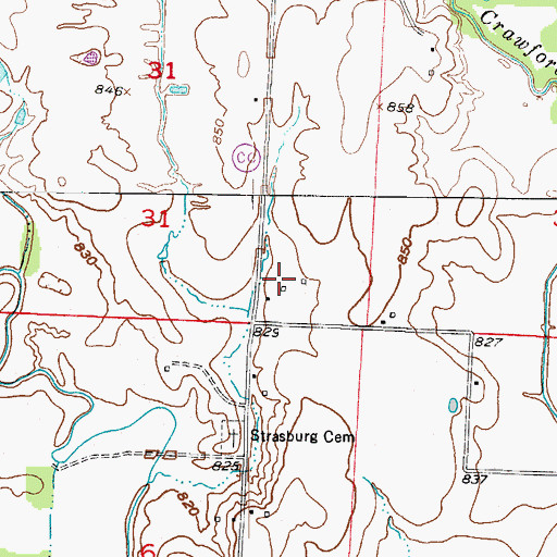 Topographic Map of Cause Prairie (historical), MO