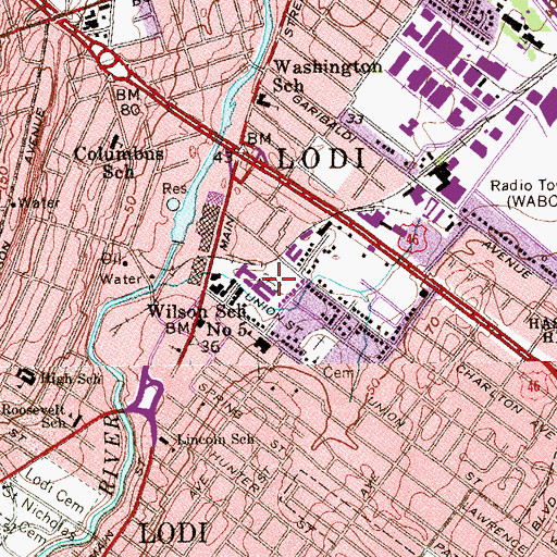 Topographic Map of Lodi Burial Grounds, NJ
