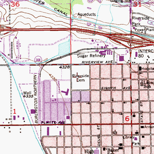 Topographic Map of Riverside Cemetery, CO