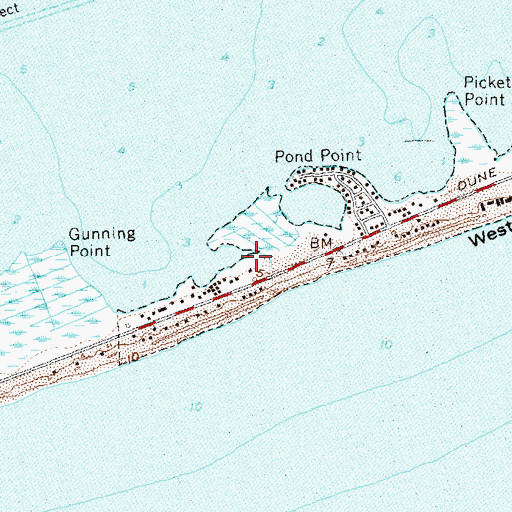 Topographic Map of Westhampton Beach, NY