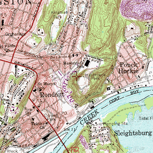 Topographic Map of Rondout Gardens, NY