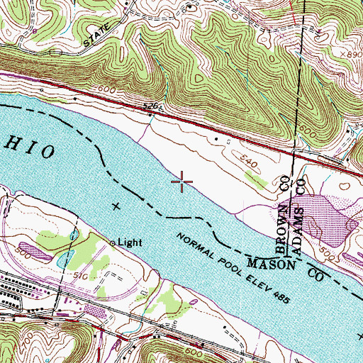 Topographic Map of Brooks Bar, OH
