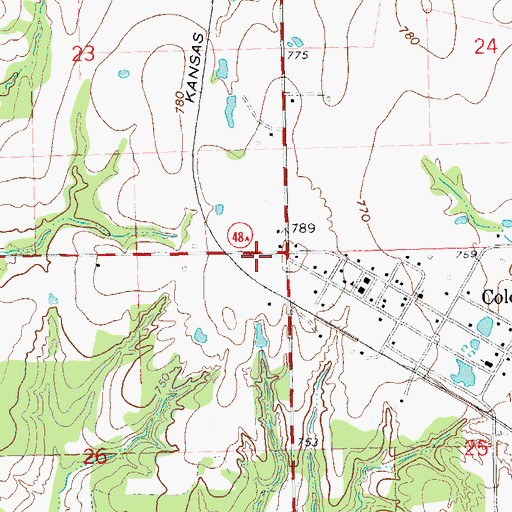 Topographic Map of Coleman Post Office, OK