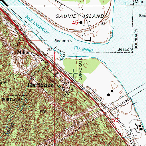 Topographic Map of Charlton Landing, OR