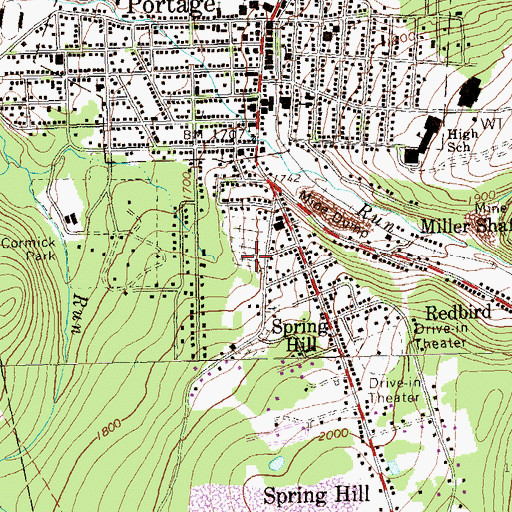 Topographic Map of Sacred Heart Cemetery, PA