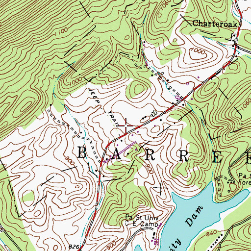 Topographic Map of Stone Valley Recreation Area, PA