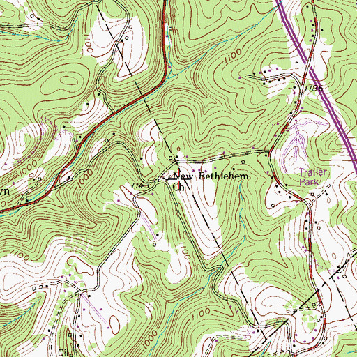 Topographic Map of New Bethlehem United Presbyterian Church Cemetery, PA