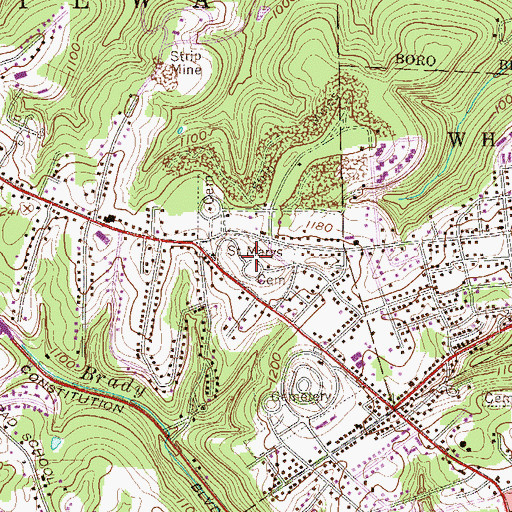 Topographic Map of Saint Mary's Cemetery, PA
