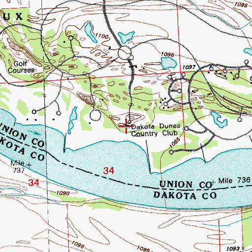 Topographic Map of Dakota Dunes Country Club, SD