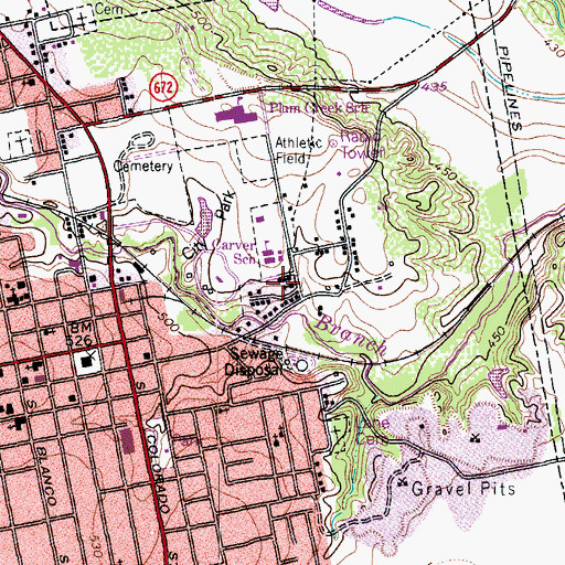 Topographic Map of Center Union Missionary Church, TX