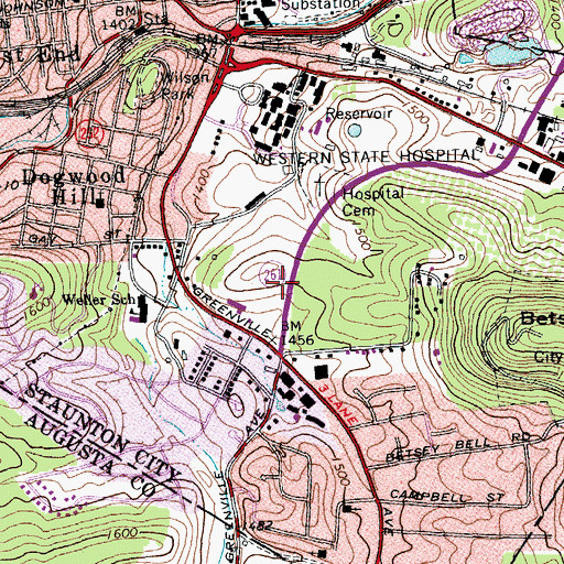 Topographic Map of Asylum Creek, VA
