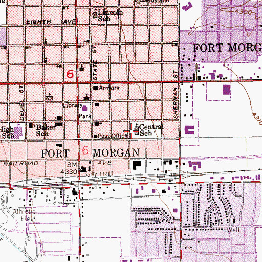 Topographic Map of Abner S Baker Central School, CO