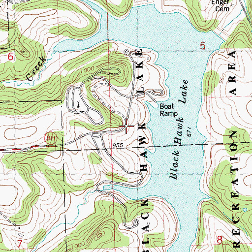 Topographic Map of Black Hawk Lake Recreation Area, WI