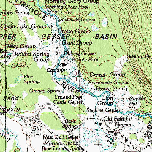 Topographic Map of East Triplet Geyser, WY