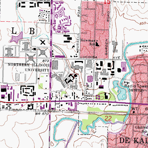 Topographic Map of Cole Hall, IL