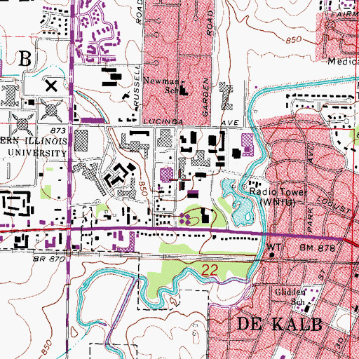 Topographic Map of Davis Hall, IL