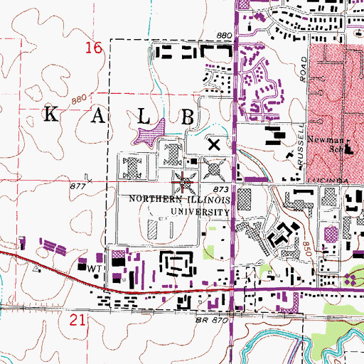 Topographic Map of Douglas Hall, IL
