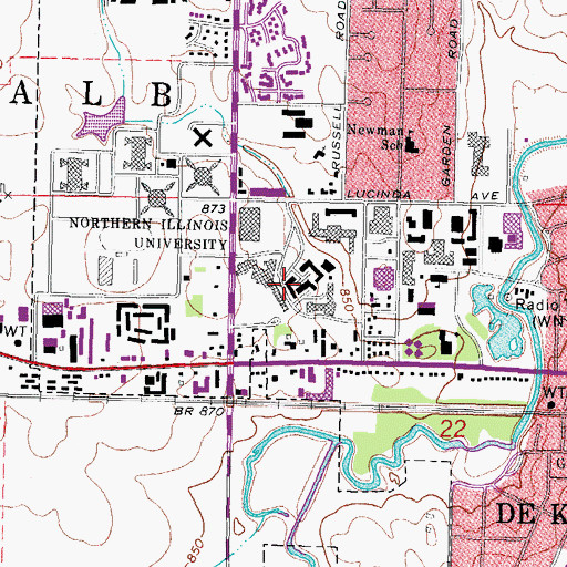 Topographic Map of DuSable Hall, IL