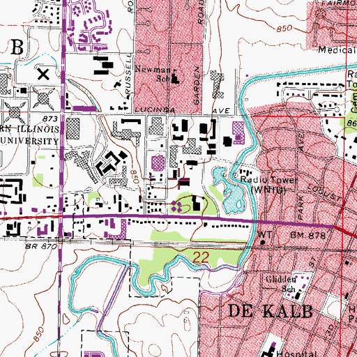 Topographic Map of Faraday Hall, IL