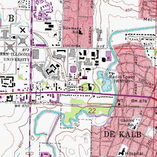 Topographic Map of Faraday Hall West, IL