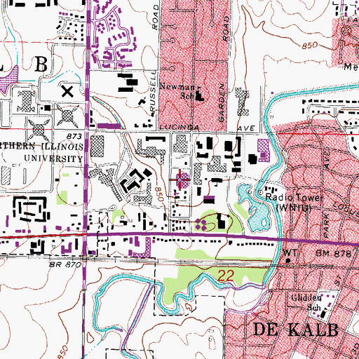 Topographic Map of Founders Memorial Library, IL