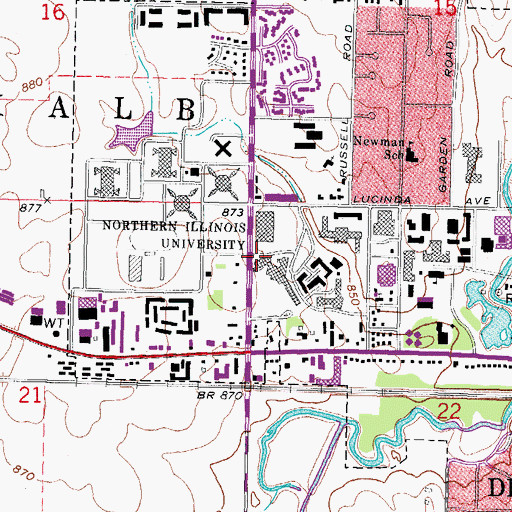 Topographic Map of Graham Hall, IL