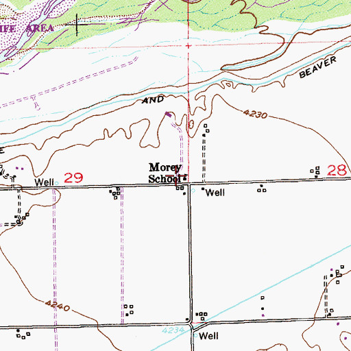 Topographic Map of Morey School, CO