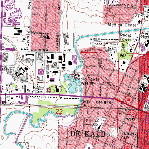 Topographic Map of Kishwaukee Hall, IL
