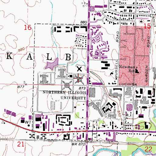 Topographic Map of Lincoln Hall, IL