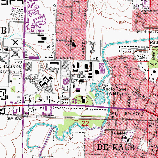 Topographic Map of Lowden Hall, IL